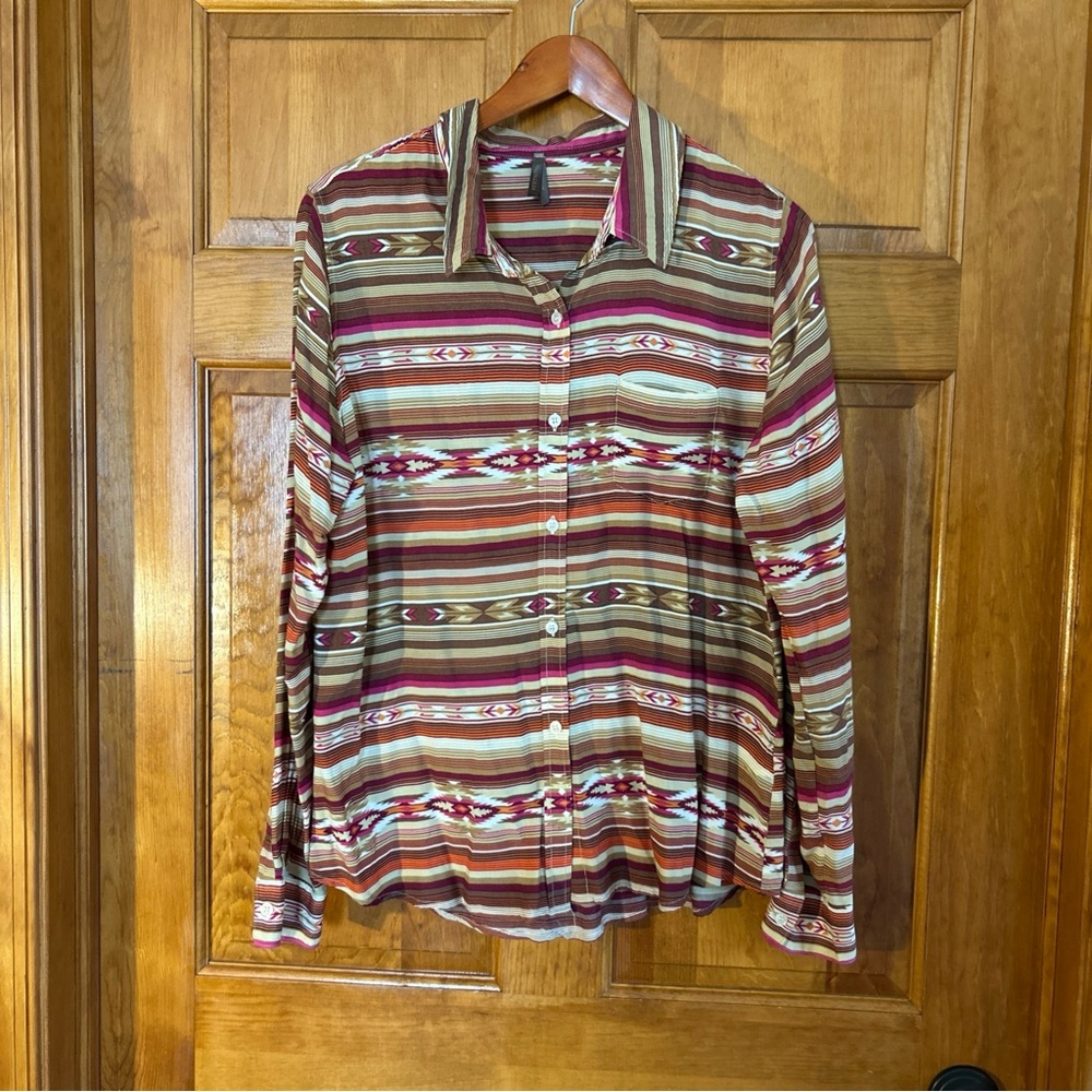 Stetson Women’s Southwestern Long Sleeve Button Down W/Extra Buttons Sz L-EUC
